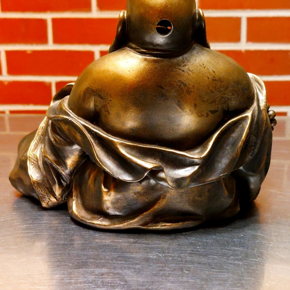 Large, Gold, Laughing, Buddha, Sculpture, Statue, Incense - Picture 4 of 10